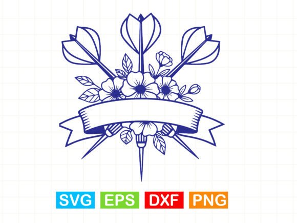 Darts Monogram Svg, Darts Flower Design for Graphics and T-Shirt Designs