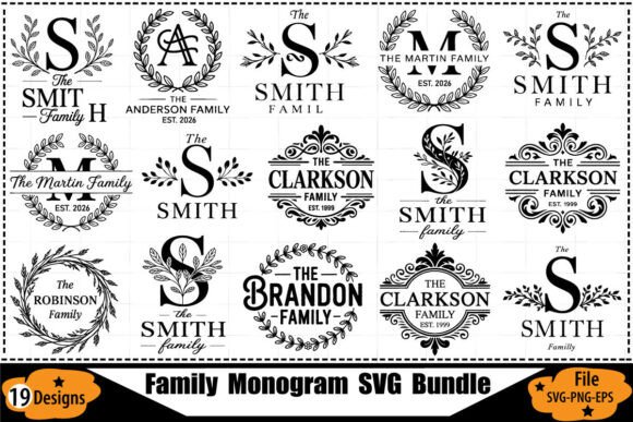 Elegant Family Monogram SVG for T-Shirt Designs