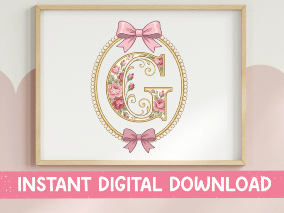 Review: Letter G Floral Monogram Bow Design for Graphics and T-Shirts